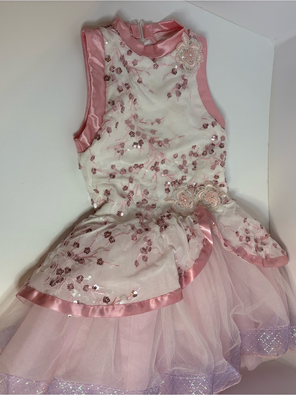 Weissman IC Dance Costume Dress Pink & White Tulle & Embellishments